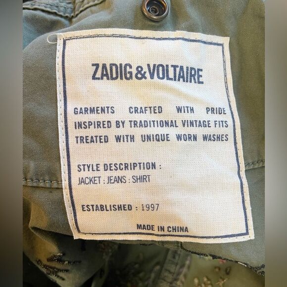 Zadig & Voltaire parka jacket in military green with pink puffer liner. NWT - Picture 11 of 15